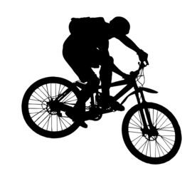 vector jump with a mountain bike - silhouette