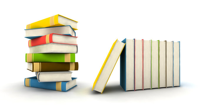 pile of books - isolated on white background - 3d render
