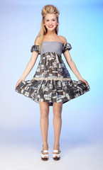 blonde girl doing curtsey