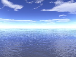 Beautiful Blue ocean with fogy blue sky.