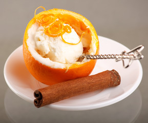 ice cream with fresh orange