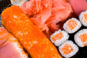 sushi and rolls
