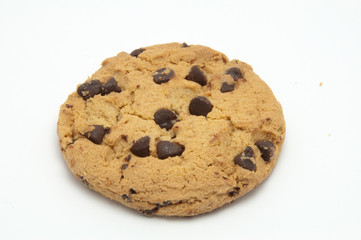 Isolated chocolate chip cookie.