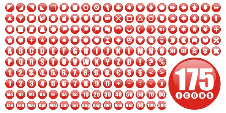175 runde icons - rot