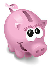 rosa sparschweinchen mit Wimpern