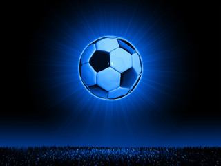 Fototapeta premium Soccerball with grass horizon line
