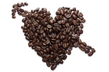 heart made of coffee beans