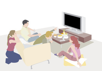 amigos mirando la tele