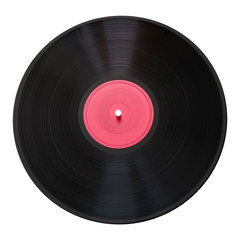 Old vinyl record isolated on white background