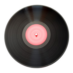 Old vinyl record isolated on white background