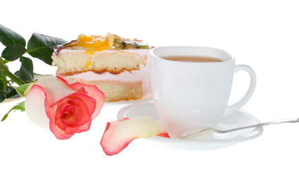 Obraz na płótnie Canvas tea rose and cake