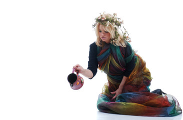Mature woman with watering can