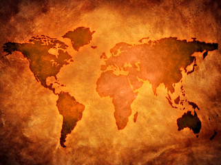 Fototapeta na wymiar Map of the world on the leather
