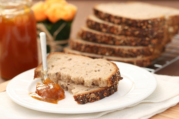 whole wheat bread and jam