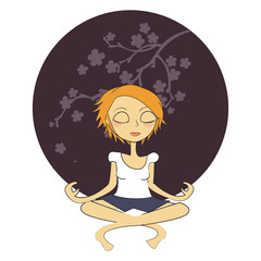 femme yoga rond violet