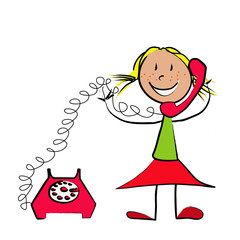 fillette au téléphone