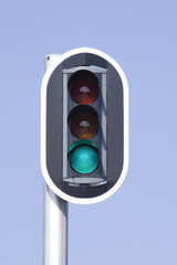 Traffic light showing green