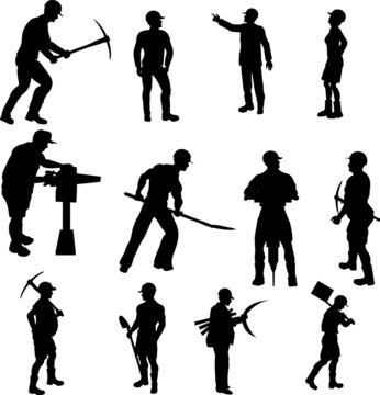 Construction Worker Silhouettes