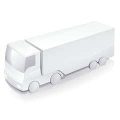 Camion semi-remorque blanc (reflet)