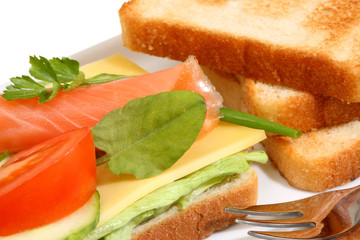Toast with salmon.