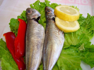 Mackerel, sardines, salad, peppers - Carapau - Sardinha