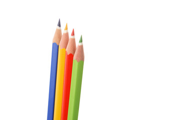 Four colored pencils isolated on white