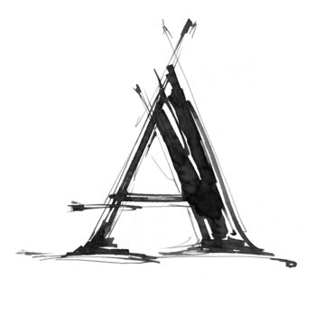 letter A. Alphabet symbol - grunge hand draw paint
