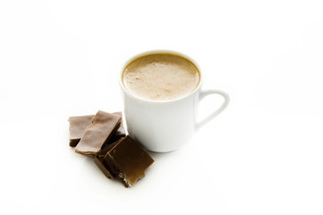coffee and chocolate isolated on white background