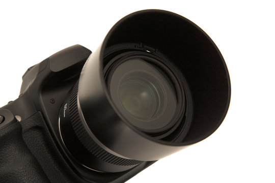 Digital Camera lens on a black camera body