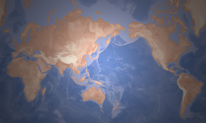 Mercator world map - Japan Centred