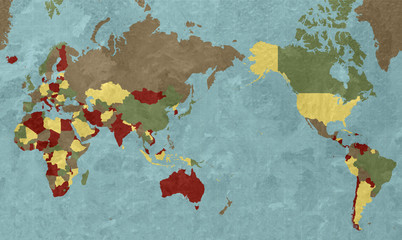 Mercator world map - Japan Centred