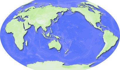 World Map - Robinson Projection - Japan Centered