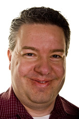 Man in Red Plaid Shirt  Closeup