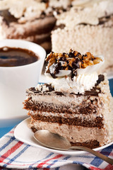 Cake with walnuts  and chocolate