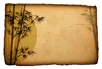 Asian Bamboo on grunge cardboard, Illustration