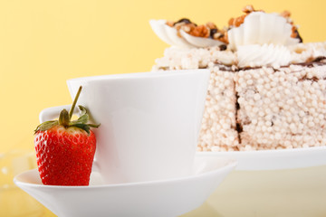 Cake with walnuts  and chocolate