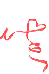 Red heart from ribbon for valentine