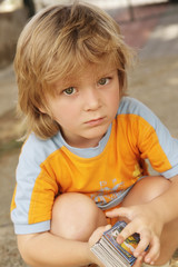 Boy with playing cards
