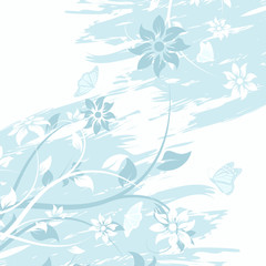 Fototapeta na wymiar Grunge vector flower background with butterfly