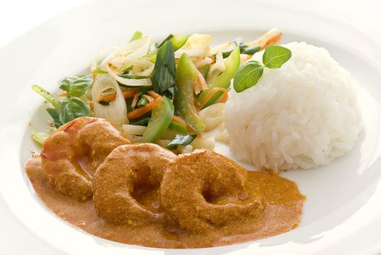 Garnelen Masala mit Reis