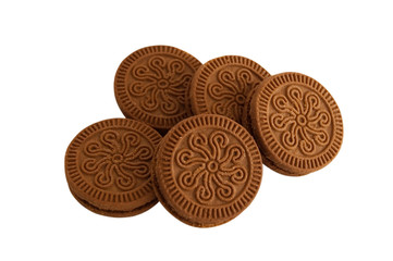 chocolate biscuits isolated on white