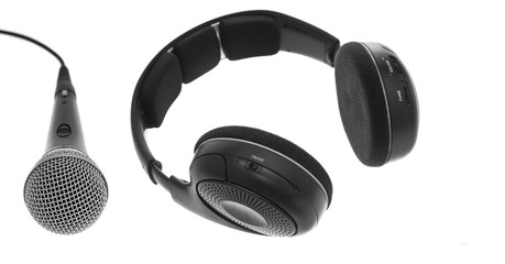 Mic and Black Headphones