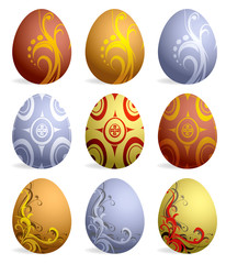 Set of nine Easter eggs