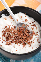 yogurt (yoghurt) with chocolate