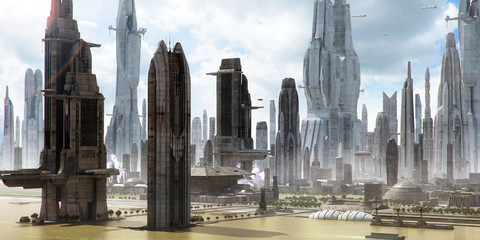 Science-fiction city landscape (matte painting) © BBB3