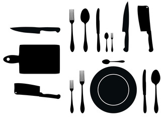 kitchen accessories illustrated silhouettes