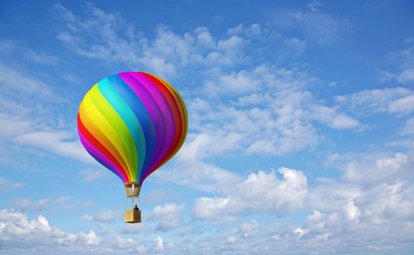 Colorful hot air ballon in the blue sky