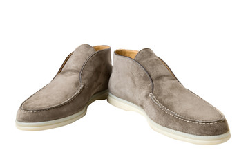 light brown male leather shoes isolated on white