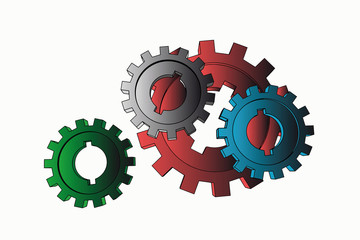 vector cogwheels - business network (isolated illustration)