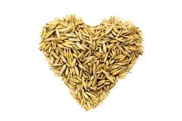Golden grains wheat in the form of a heart